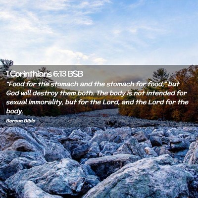 Picture 02 - 1 Corinthians 6:13 BSB - “Food for the stomach and the stomach for - Bible Verse Picture