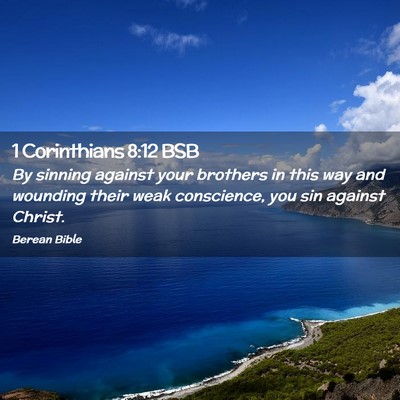 Picture 02 - 1 Corinthians 8:12 BSB - By sinning against your brothers in this way and - Bible Verse Picture