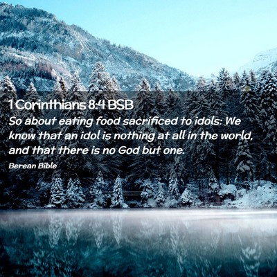 Picture 02 - 1 Corinthians 8:4 BSB - So about eating food sacrificed to idols: We know - Bible Verse Picture