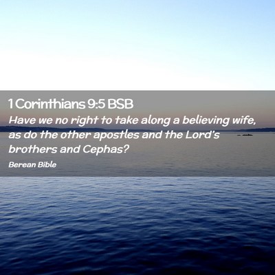 Picture 02 - 1 Corinthians 9:5 BSB - Have we no right to take along a believing wife, - Bible Verse Picture