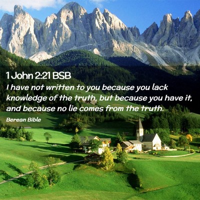 Picture 02 - 1 John 2:21 BSB - I have not written to you because you lack - Bible Verse Picture