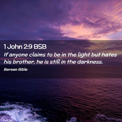 Picture 02 - 1 John 2:9 BSB - If anyone claims to be in the light but hates his - Bible Verse Picture