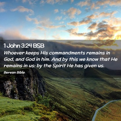 Picture 02 - 1 John 3:24 BSB - Whoever keeps His commandments remains in God, - Bible Verse Picture