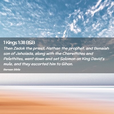 Picture 02 - 1 Kings 1:38 BSB - Then Zadok the priest, Nathan the prophet, and - Bible Verse Picture