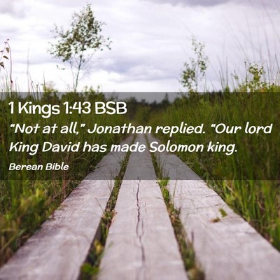 Picture 02 - 1 Kings 1:43 BSB - “Not at all,” Jonathan replied. “Our lord - Bible Verse Picture