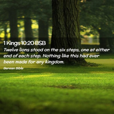 Picture 02 - 1 Kings 10:20 BSB - Twelve lions stood on the six steps, one at - Bible Verse Picture