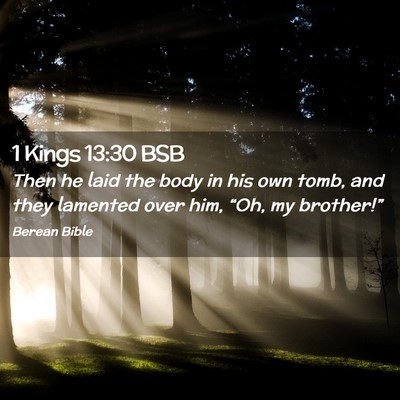 Picture 02 - 1 Kings 13:30 BSB - Then he laid the body in his own tomb, and they - Bible Verse Picture