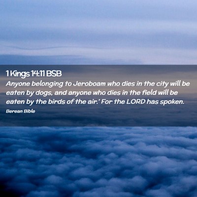 Picture 02 - 1 Kings 14:11 BSB - Anyone belonging to Jeroboam who dies in the city - Bible Verse Picture