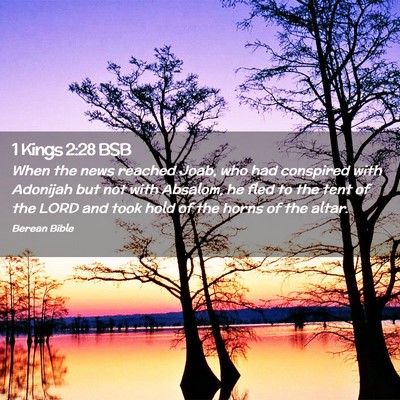 Picture 02 - 1 Kings 2:28 BSB - When the news reached Joab, who had conspired - Bible Verse Picture