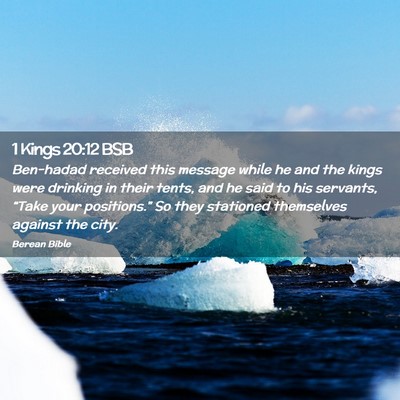 Picture 02 - 1 Kings 20:12 BSB - Ben-hadad received this message while he and the - Bible Verse Picture