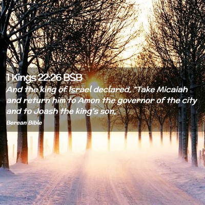 Picture 02 - 1 Kings 22:26 BSB - And the king of Israel declared, “Take Micaiah - Bible Verse Picture