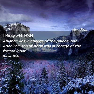 Picture 02 - 1 Kings 4:6 BSB - Ahishar was in charge of the palace; and Adoniram - Bible Verse Picture