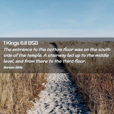 Picture 02 - 1 Kings 6:8 BSB - The entrance to the bottom floor was on the south - Bible Verse Picture