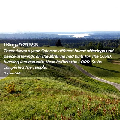 Picture 02 - 1 Kings 9:25 BSB - Three times a year Solomon offered burnt - Bible Verse Picture