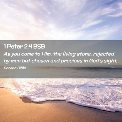 Picture 02 - 1 Peter 2:4 BSB - As you come to Him, the living stone, rejected by - Bible Verse Picture
