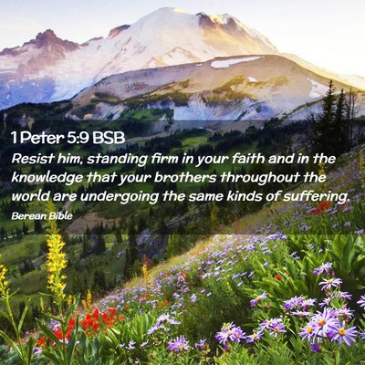 Picture 02 - 1 Peter 5:9 BSB - Resist him, standing firm in your faith and in - Bible Verse Picture