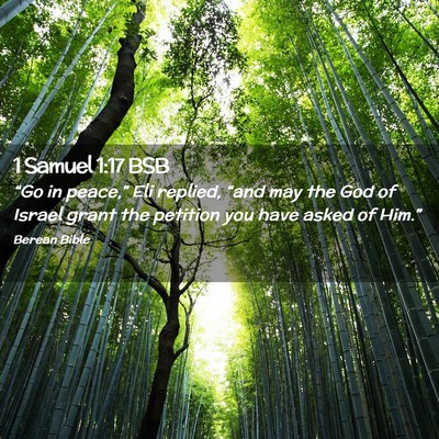 Picture 02 - 1 Samuel 1:17 BSB - “Go in peace,” Eli replied, “and may the - Bible Verse Picture