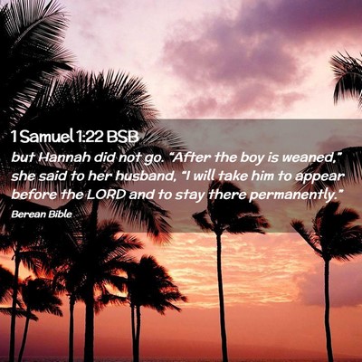 Picture 02 - 1 Samuel 1:22 BSB - but Hannah did not go. “After the boy is - Bible Verse Picture