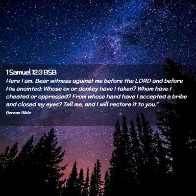 Picture 02 - 1 Samuel 12:3 BSB - Here I am. Bear witness against me before the - Bible Verse Picture