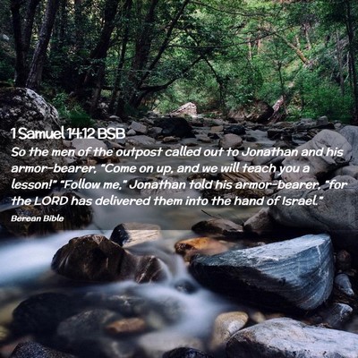 Picture 02 - 1 Samuel 14:12 BSB - So the men of the outpost called out to Jonathan - Bible Verse Picture