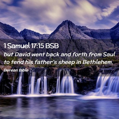 Picture 02 - 1 Samuel 17:15 BSB - but David went back and forth from Saul to tend - Bible Verse Picture