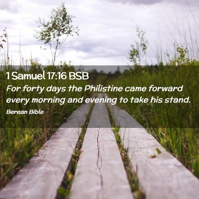 Picture 02 - 1 Samuel 17:16 BSB - For forty days the Philistine came forward every - Bible Verse Picture