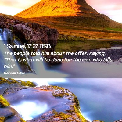 Picture 02 - 1 Samuel 17:27 BSB - The people told him about the offer, saying, - Bible Verse Picture