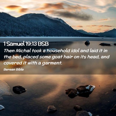 Picture 02 - 1 Samuel 19:13 BSB - Then Michal took a household idol and laid it in - Bible Verse Picture
