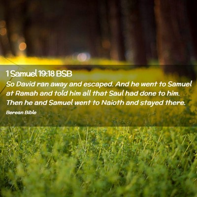 Picture 02 - 1 Samuel 19:18 BSB - So David ran away and escaped. And he went to - Bible Verse Picture