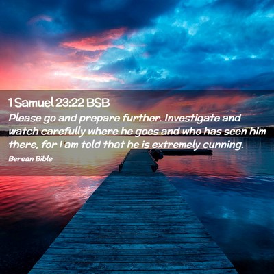 Picture 02 - 1 Samuel 23:22 BSB - Please go and prepare further. Investigate and - Bible Verse Picture