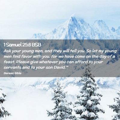 Picture 02 - 1 Samuel 25:8 BSB - Ask your young men, and they will tell you. So - Bible Verse Picture