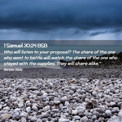 Picture 02 - 1 Samuel 30:24 BSB - Who will listen to your proposal? The share of - Bible Verse Picture