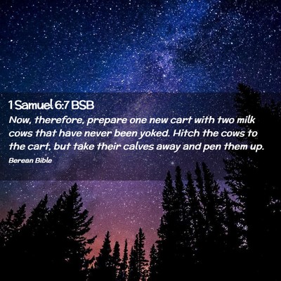 Picture 02 - 1 Samuel 6:7 BSB - Now, therefore, prepare one new cart with two - Bible Verse Picture