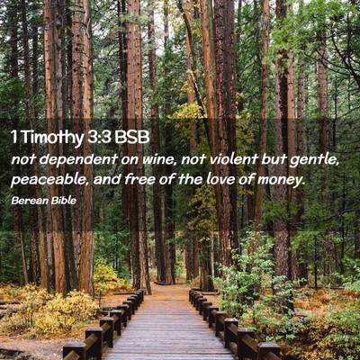 Picture 02 - 1 Timothy 3:3 BSB - not dependent on wine, not violent but gentle, - Bible Verse Picture