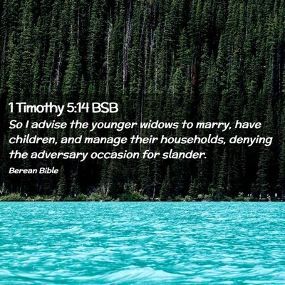 Picture 02 - 1 Timothy 5:14 BSB - So I advise the younger widows to marry, have - Bible Verse Picture