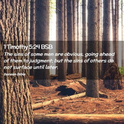 Picture 02 - 1 Timothy 5:24 BSB - The sins of some men are obvious, going ahead of - Bible Verse Picture