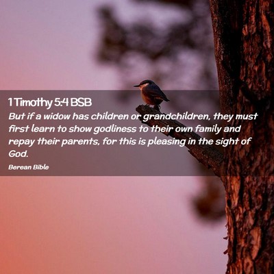 Picture 02 - 1 Timothy 5:4 BSB - But if a widow has children or grandchildren, - Bible Verse Picture