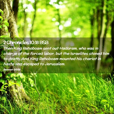 Picture 02 - 2 Chronicles 10:18 BSB - Then King Rehoboam sent out Hadoram, who was in - Bible Verse Picture