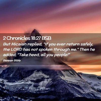 Picture 02 - 2 Chronicles 18:27 BSB - But Micaiah replied, “If you ever return - Bible Verse Picture