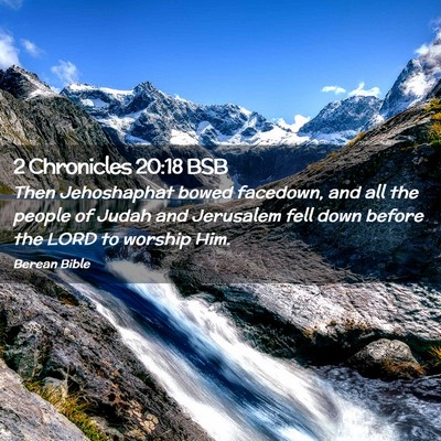 Picture 02 - 2 Chronicles 20:18 BSB - Then Jehoshaphat bowed facedown, and all the - Bible Verse Picture