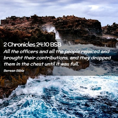 Picture 02 - 2 Chronicles 24:10 BSB - All the officers and all the people rejoiced and - Bible Verse Picture