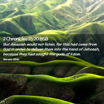 Picture 02 - 2 Chronicles 25:20 BSB - But Amaziah would not listen, for this had come - Bible Verse Picture