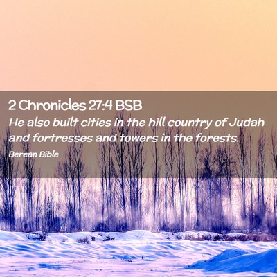 Picture 02 - 2 Chronicles 27:4 BSB - He also built cities in the hill country of Judah - Bible Verse Picture