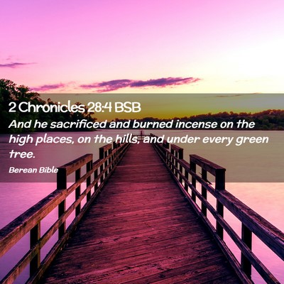 Picture 02 - 2 Chronicles 28:4 BSB - And he sacrificed and burned incense on the high - Bible Verse Picture