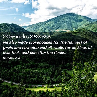 Picture 02 - 2 Chronicles 32:28 BSB - He also made storehouses for the harvest of grain - Bible Verse Picture