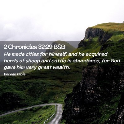 Picture 02 - 2 Chronicles 32:29 BSB - He made cities for himself, and he acquired herds - Bible Verse Picture