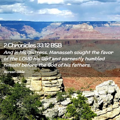 Picture 02 - 2 Chronicles 33:12 BSB - And in his distress, Manasseh sought the favor of - Bible Verse Picture