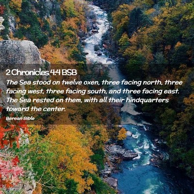 Picture 02 - 2 Chronicles 4:4 BSB - The Sea stood on twelve oxen, three facing north, - Bible Verse Picture