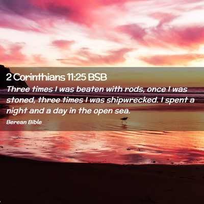 Picture 02 - 2 Corinthians 11:25 BSB - Three times I was beaten with rods, once I was - Bible Verse Picture