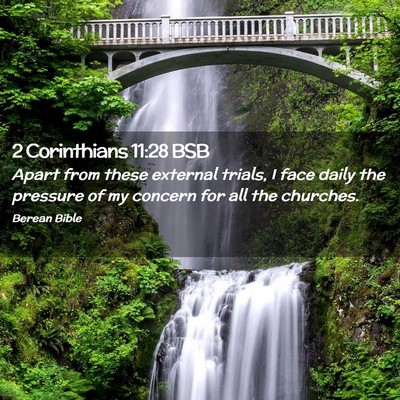 Picture 02 - 2 Corinthians 11:28 BSB - Apart from these external trials, I face daily - Bible Verse Picture